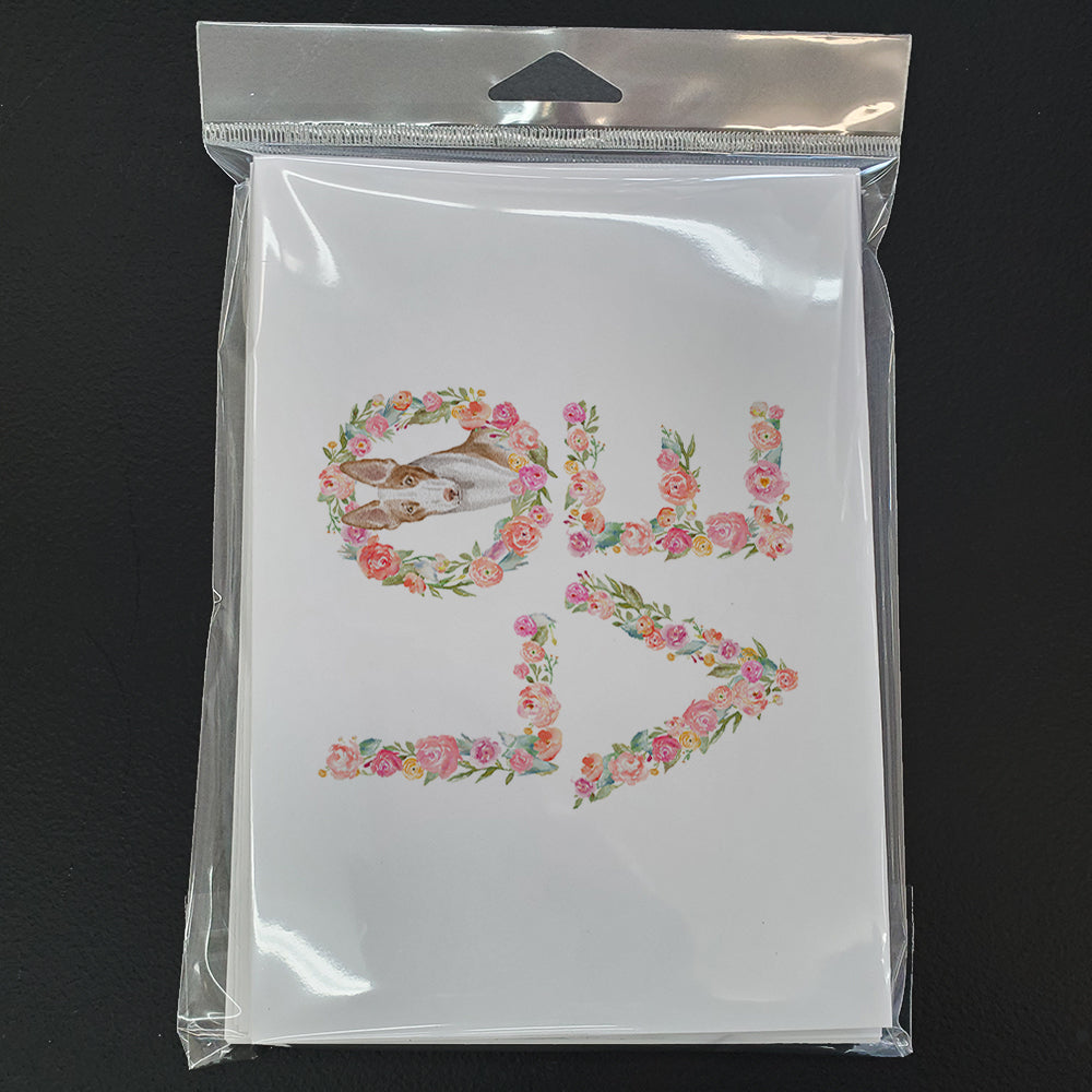 Ibizan Hound #3 LOVE Greeting Cards Pack of 8 Blank Cards with Envelopes Whimsical A7 Size 5x7