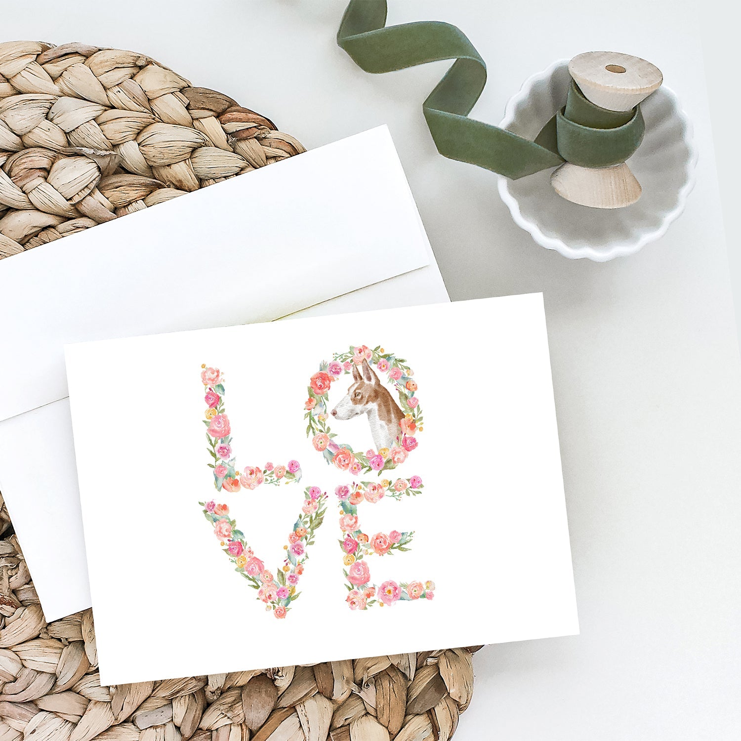 Ibizan Hound #6 LOVE Greeting Cards Pack of 8 Blank Cards with Envelopes Whimsical A7 Size 5x7