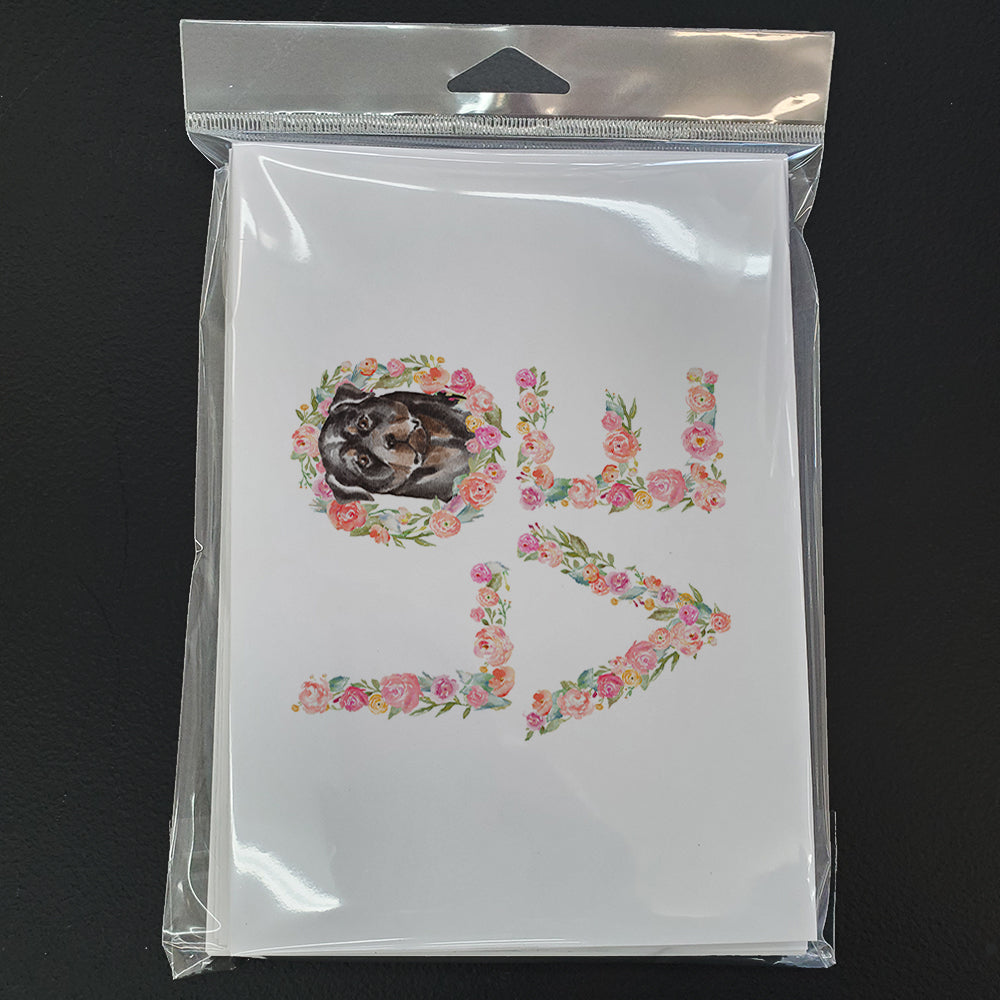 Rottweiler #4 LOVE Greeting Cards Pack of 8 Blank Cards with Envelopes Whimsical A7 Size 5x7