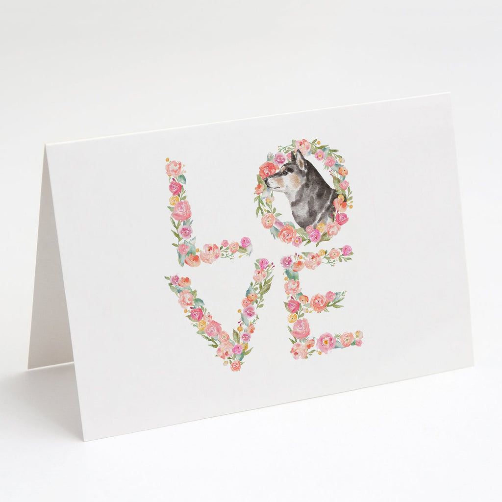 Shiba Inu #3 LOVE Greeting Cards Pack of 8 Blank Cards with Envelopes Whimsical A7 Size 5x7