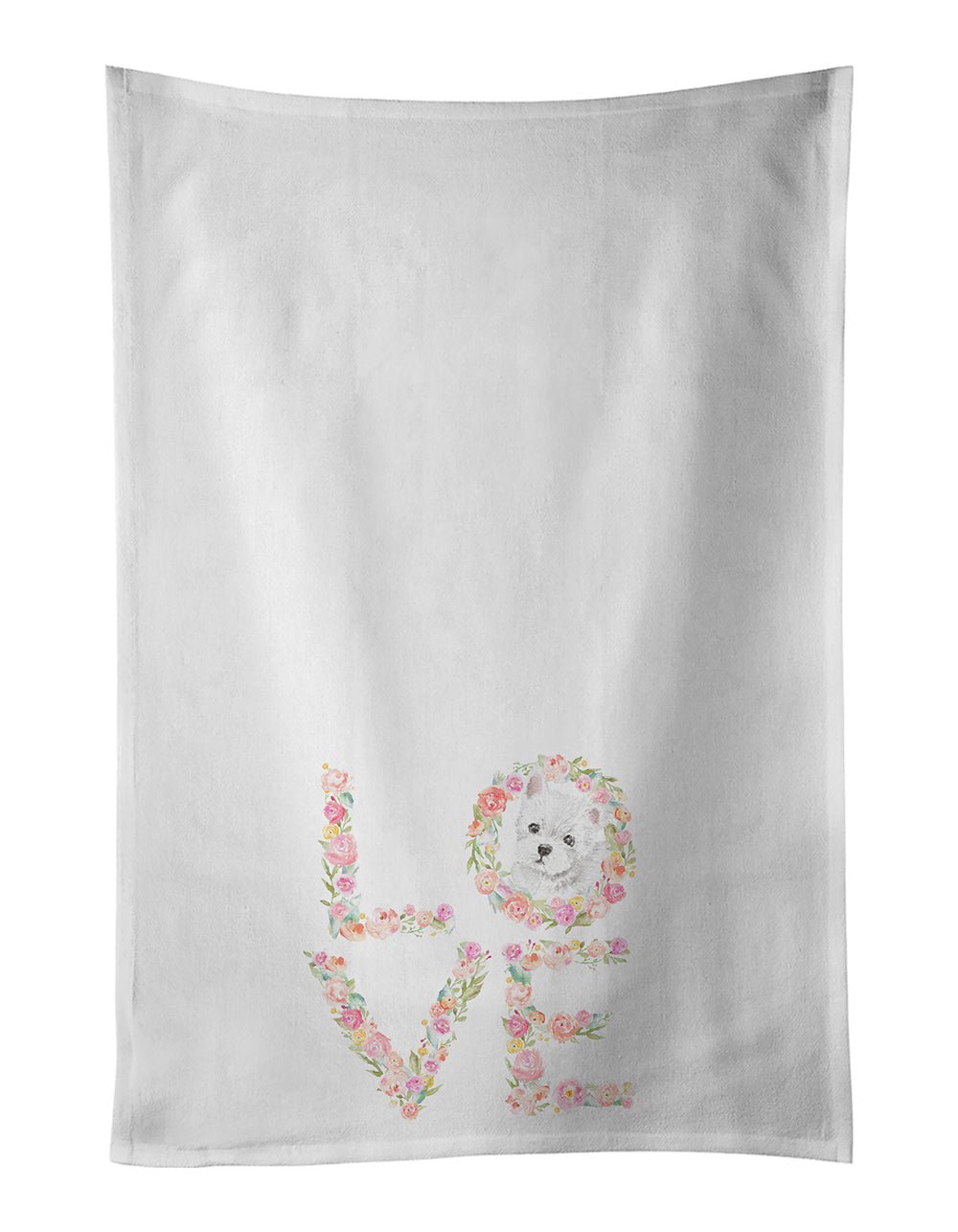 Westie #5 LOVE Kitchen Towel Set of 2 White Dish Towels Decorative Bathroom Hand towel for Hand, Face, Hair, Yoga, Tea, Dishcloth, 19 X 28", White