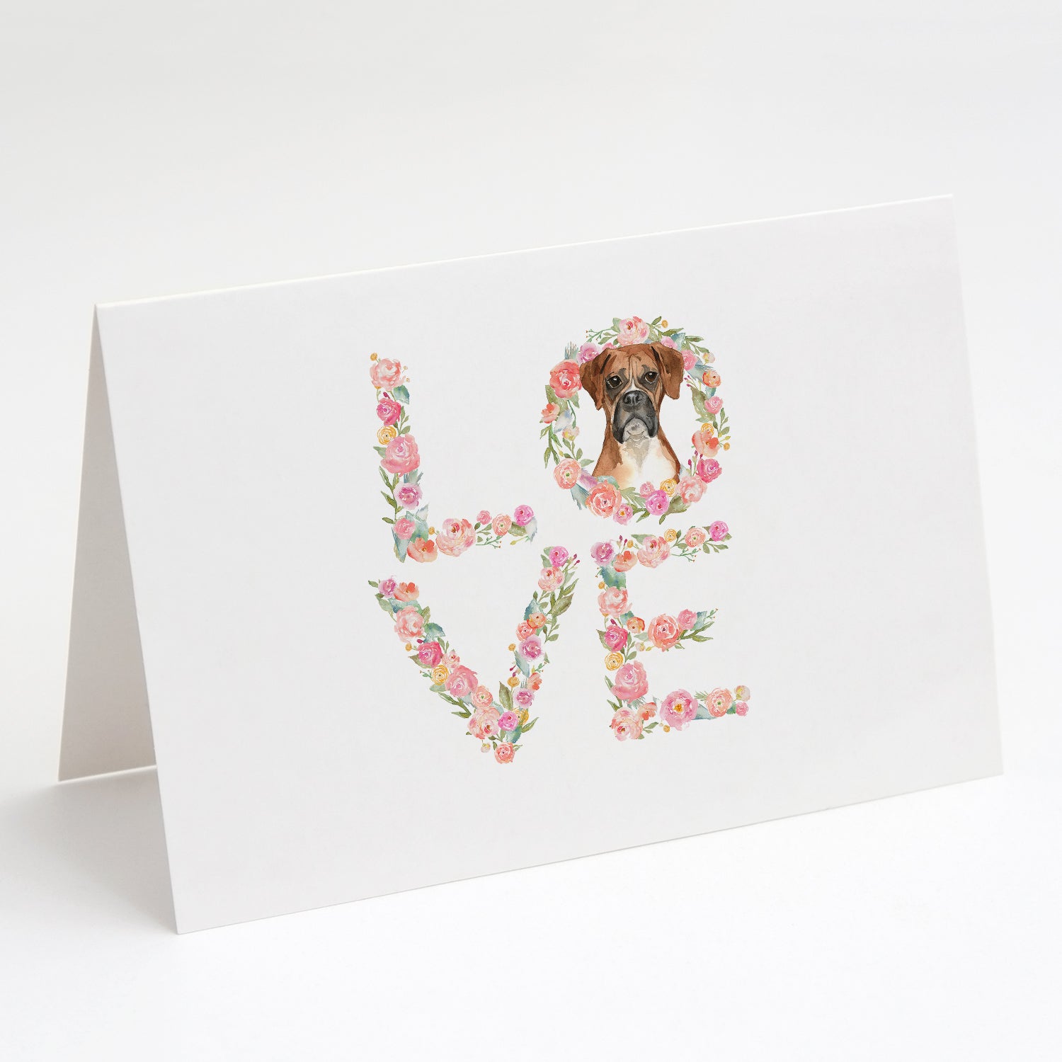 Boxer Love Greeting Cards Pack of 8 Blank Cards with Envelopes Whimsical A7 Size 5x7
