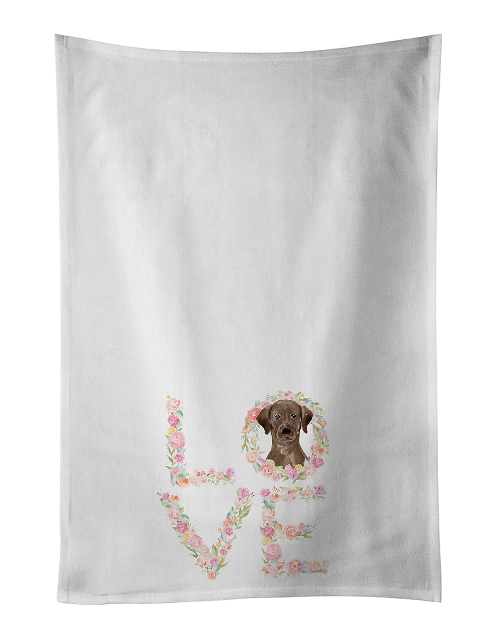 Chocolate Labrador Retriever Love Kitchen Towel Set of 2 White Dish Towels Decorative Bathroom Hand towel for Hand, Face, Hair, Yoga, Tea, Dishcloth, 19 X 28", White