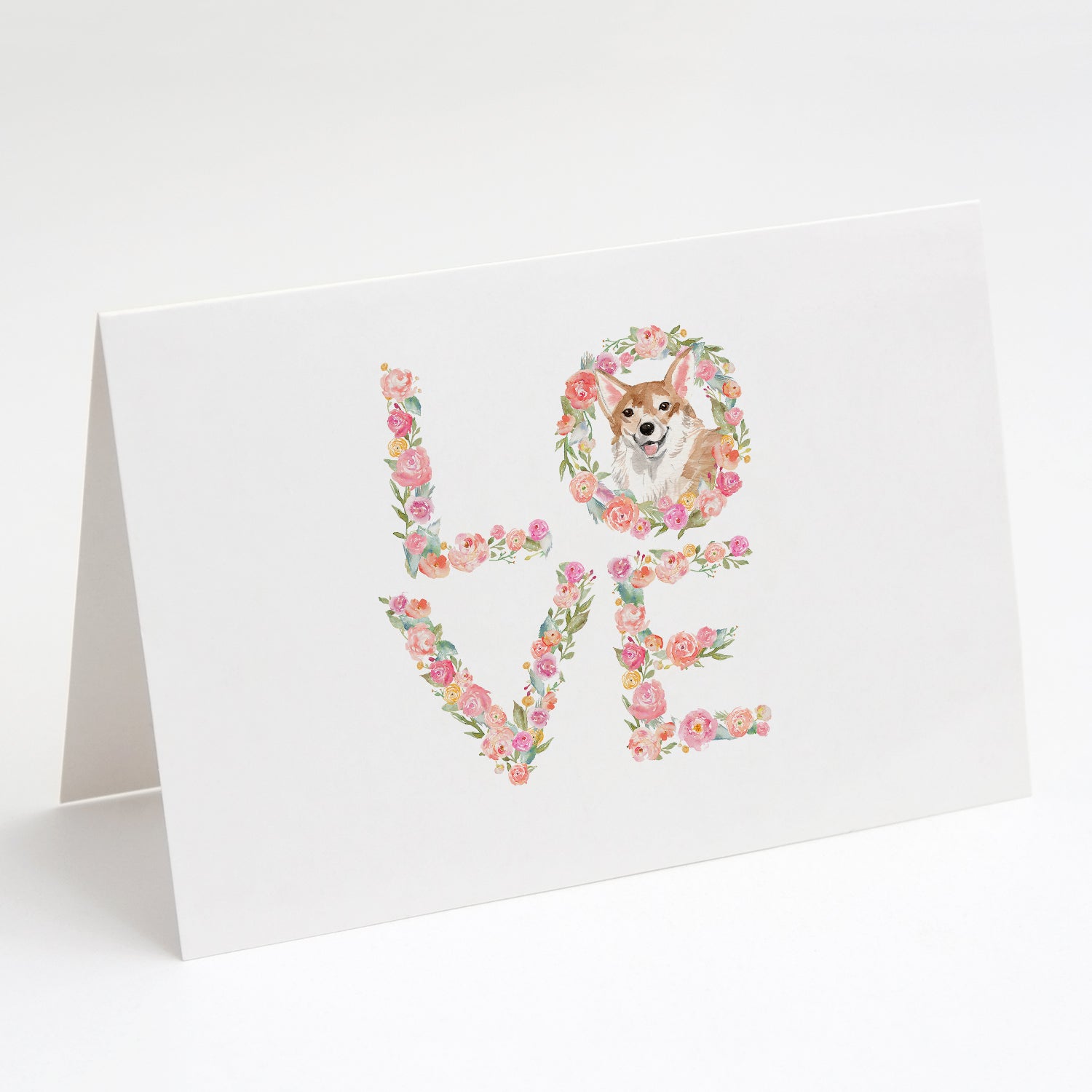 Corgi Love Greeting Cards Pack of 8 Blank Cards with Envelopes Whimsical A7 Size 5x7