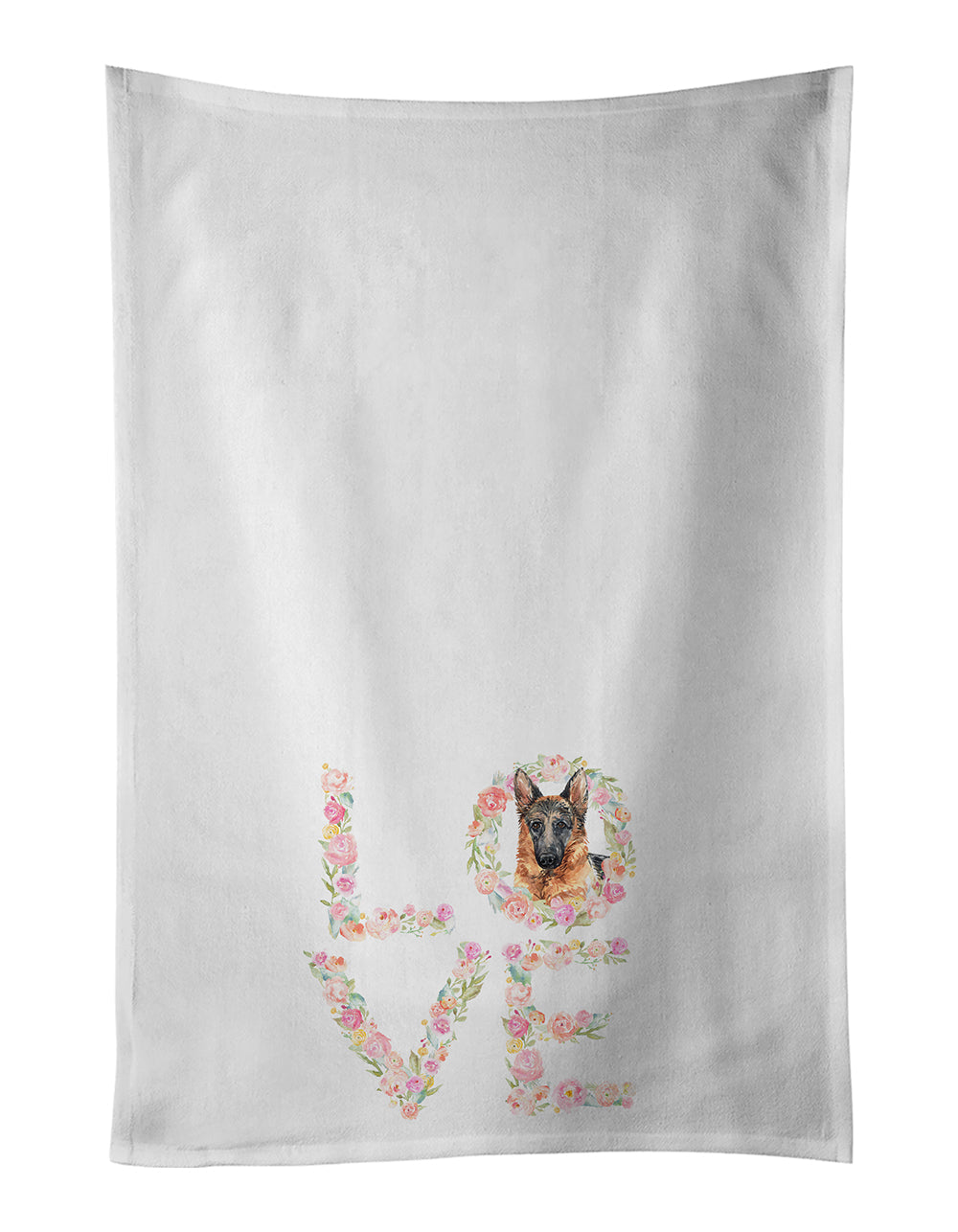 German Shepherd #2 Love Kitchen Towel Set of 2 White Dish Towels Decorative Bathroom Hand towel for Hand, Face, Hair, Yoga, Tea, Dishcloth, 19 X 28", White