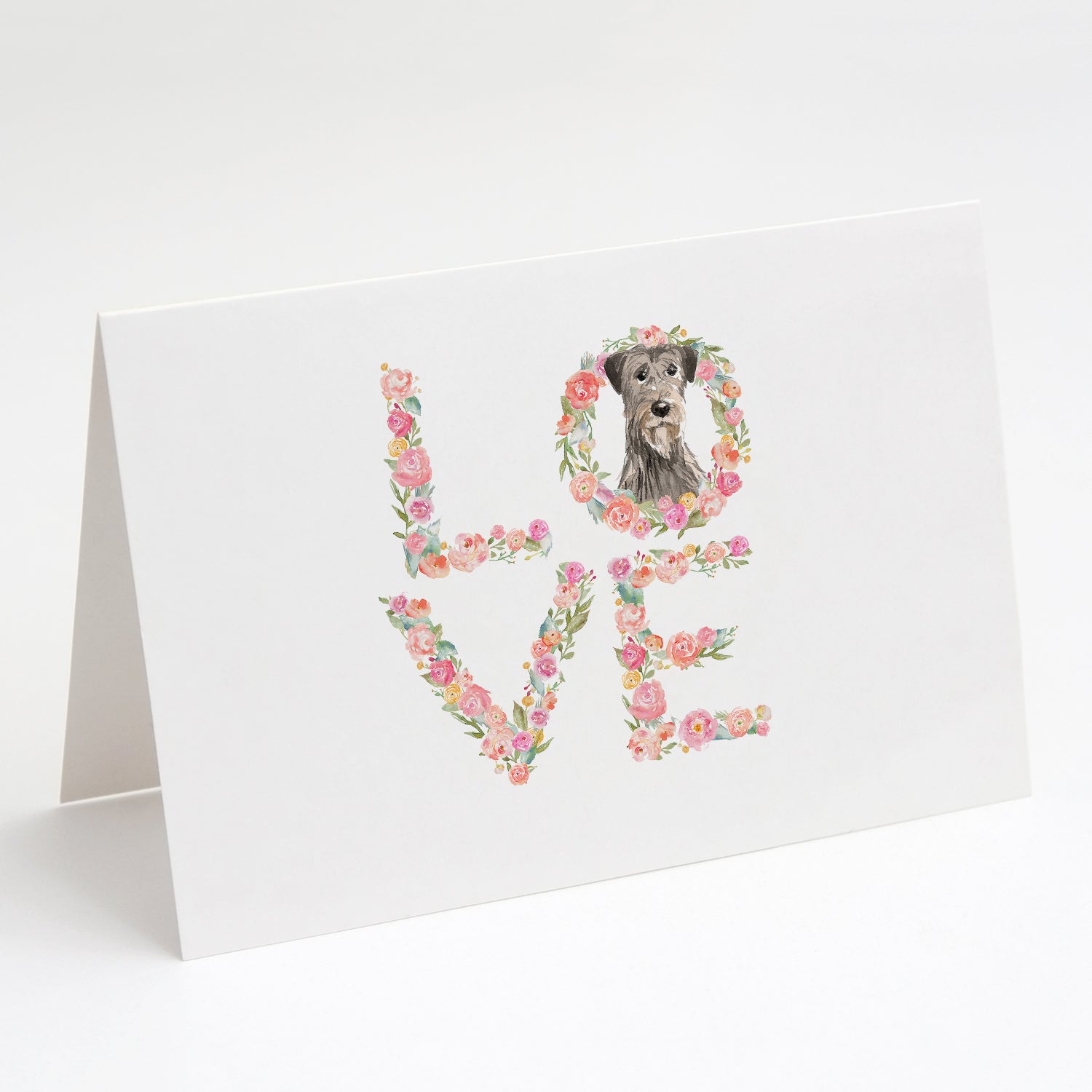 Irish Wolfhound Love Greeting Cards Pack of 8 Blank Cards with Envelopes Whimsical A7 Size 5x7