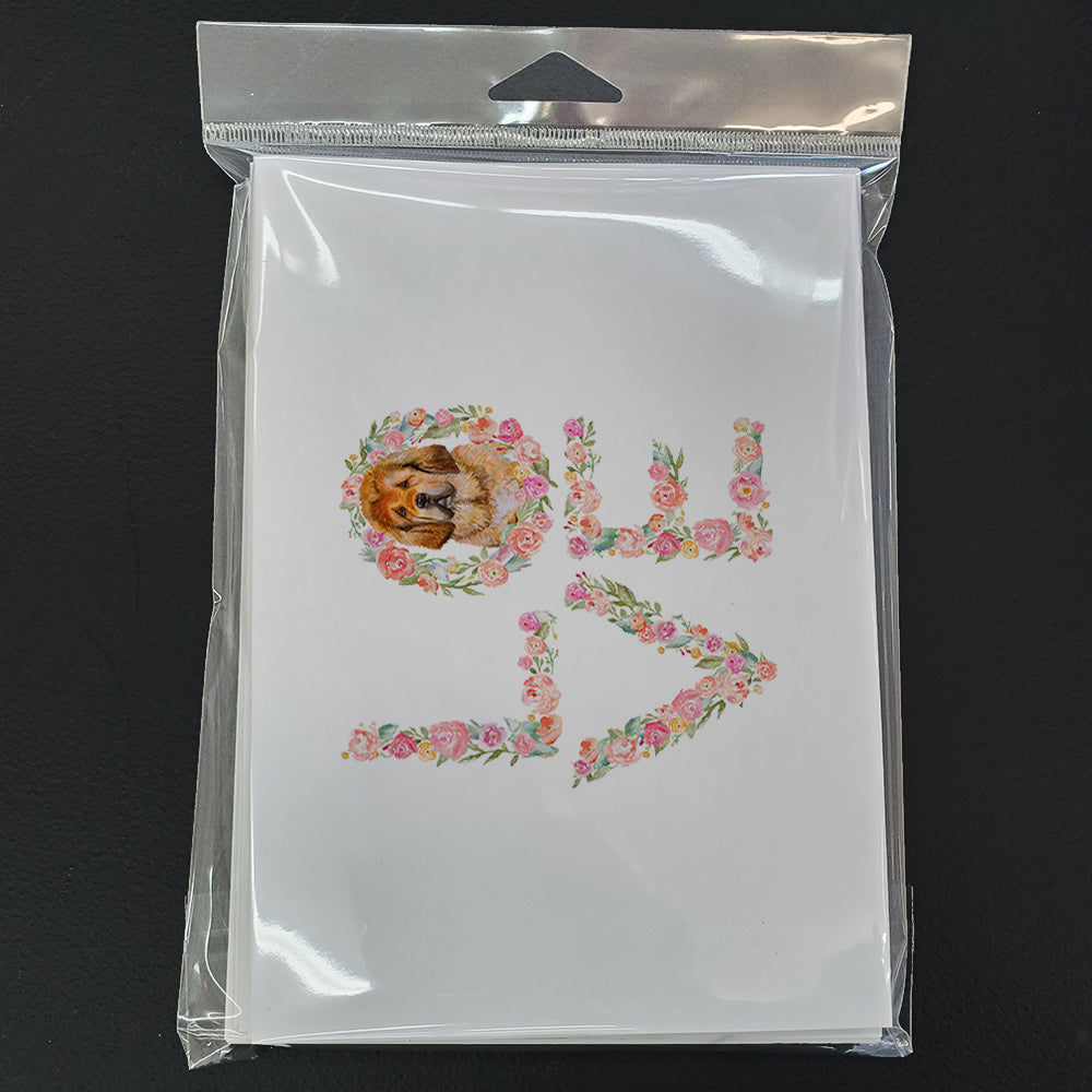 Tibetan Mastiff Love Greeting Cards Pack of 8 Blank Cards with Envelopes Whimsical A7 Size 5x7
