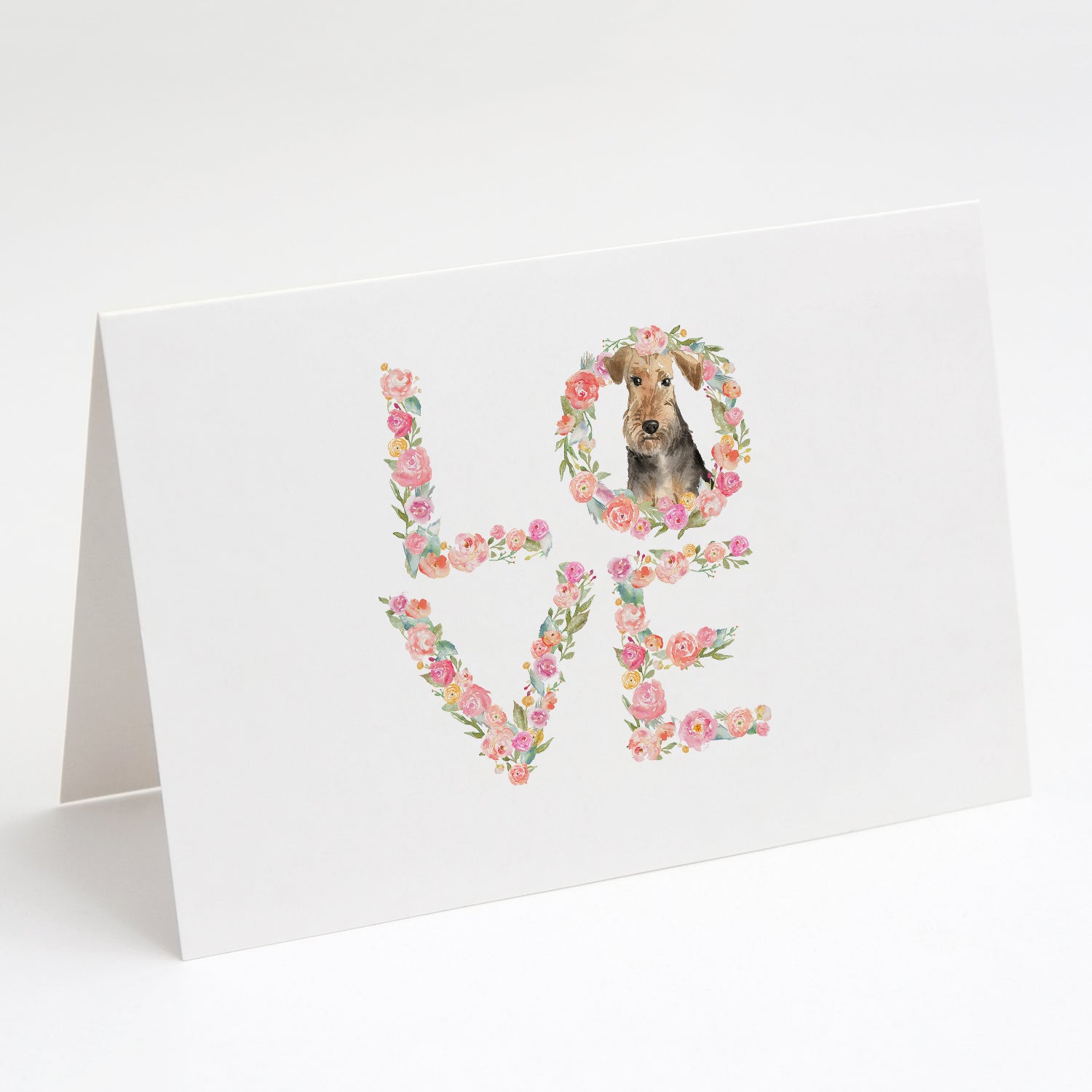 Welsh Terrier Love Greeting Cards Pack of 8 Blank Cards with Envelopes Whimsical A7 Size 5x7