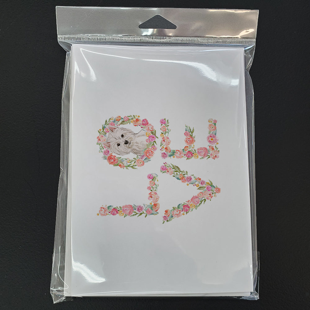 Westie Love Greeting Cards Pack of 8 Blank Cards with Envelopes Whimsical A7 Size 5x7