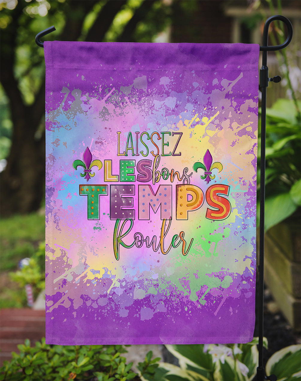 Laissex Les bons Temps Rouler Mardi Gras Garden Flag Mailbox Decorative Yard Banner Outside Patio Artwork for Flower Beds, Garden Size, Multicolor