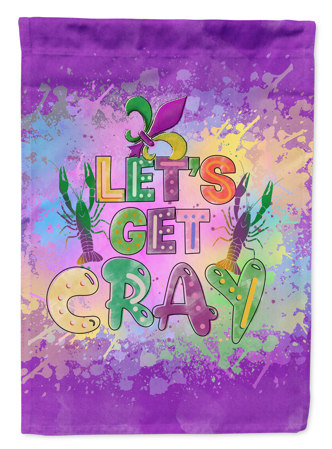 Let's Get Cray Mardi Gras Garden Flag Mailbox Decorative Yard Banner Outside Patio Artwork for Flower Beds, Garden Size, Multicolor