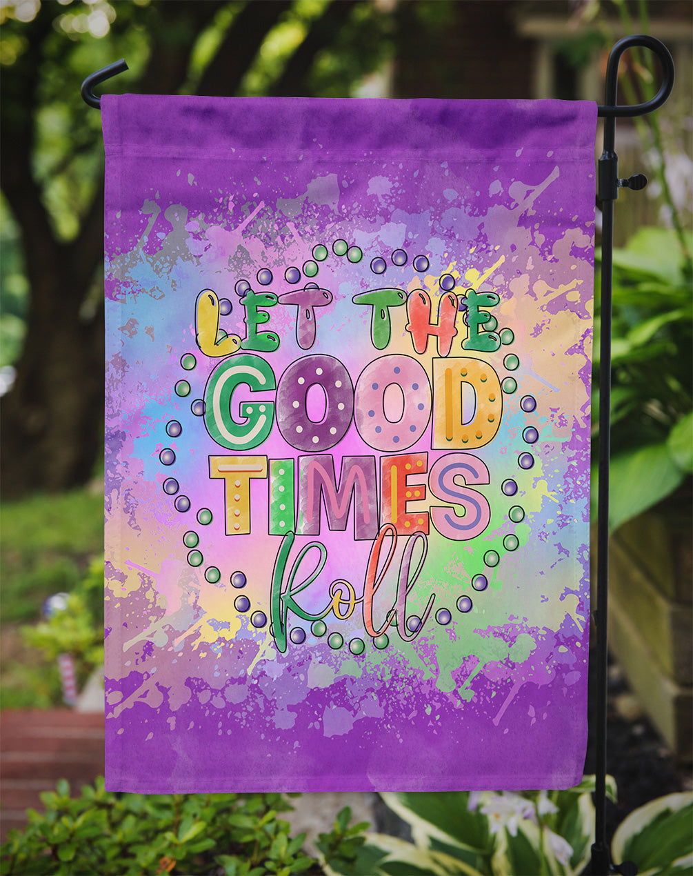 Let the Good Times Roll Mardi Gras Garden Flag Mailbox Decorative Yard Banner Outside Patio Artwork for Flower Beds, Garden Size, Multicolor
