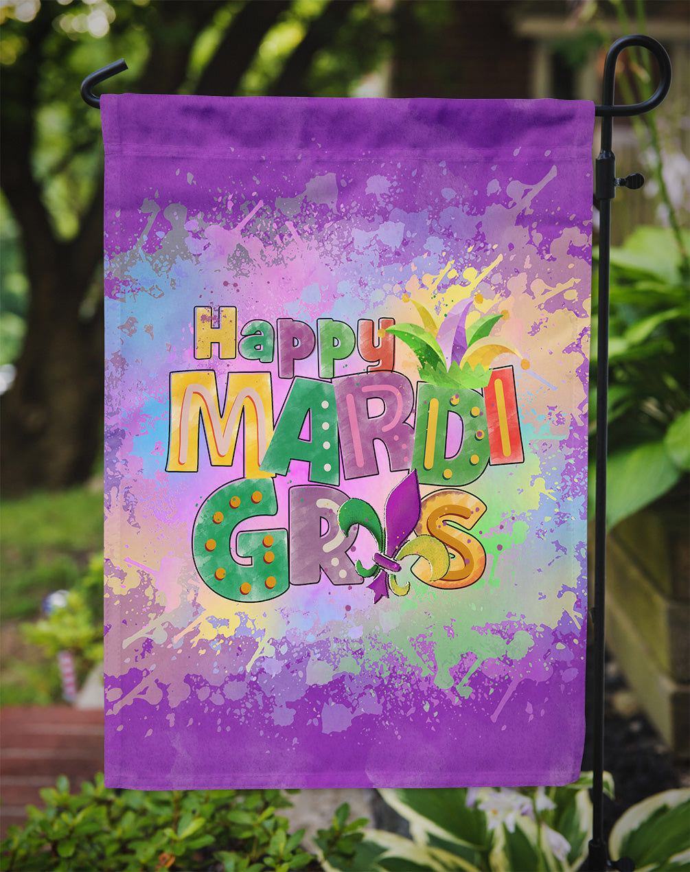 Happy Mardi Gras Garden Flag Mailbox Decorative Yard Banner Outside Patio Artwork for Flower Beds, Garden Size, Multicolor