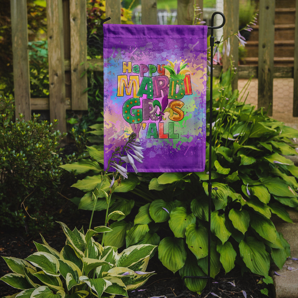 Happy Mardi Gras Y'all Garden Flag Mailbox Decorative Yard Banner Outside Patio Artwork for Flower Beds, Garden Size, Multicolor