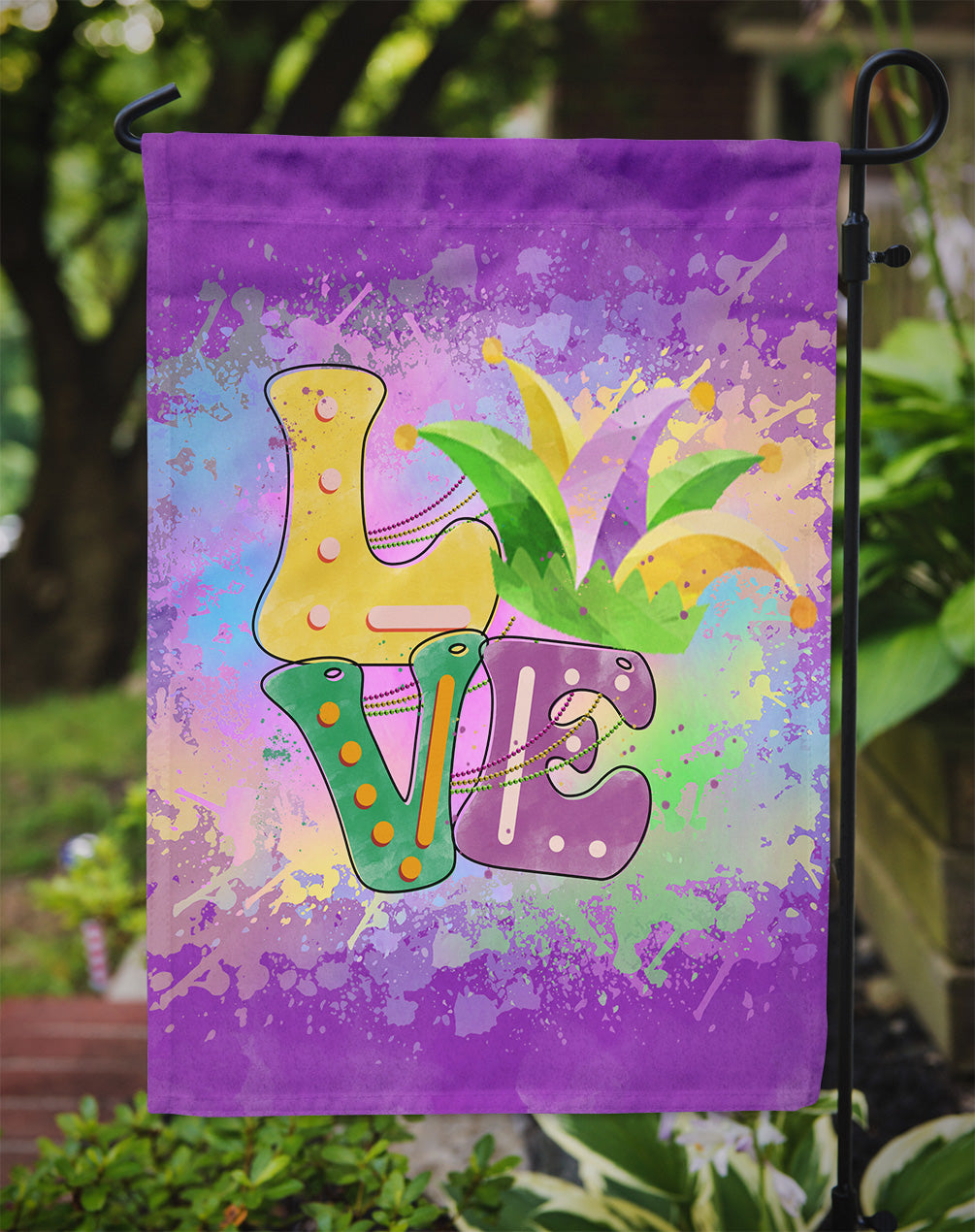Love Mardi Gras Garden Flag Mailbox Decorative Yard Banner Outside Patio Artwork for Flower Beds, Garden Size, Multicolor