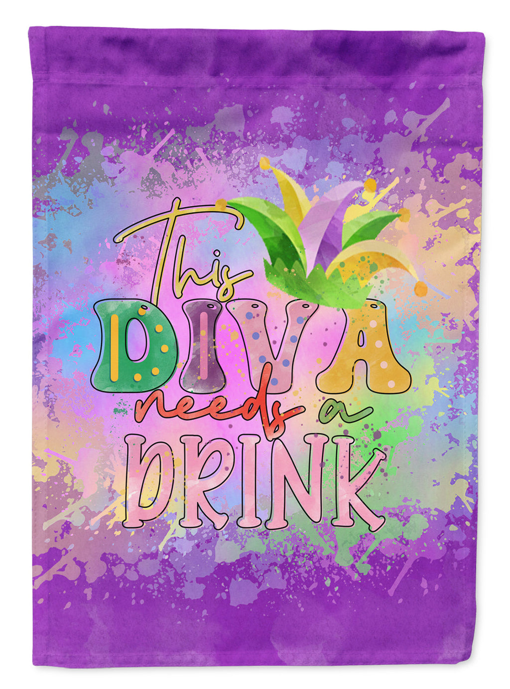 This Diva needs a Drink Mardi Gras Garden Flag Mailbox Decorative Yard Banner Outside Patio Artwork for Flower Beds, Garden Size, Multicolor