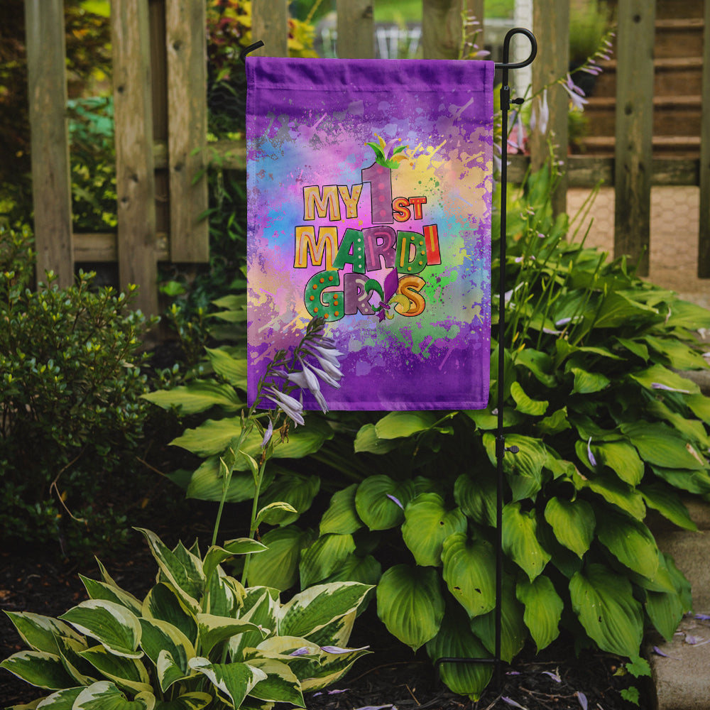 My 1st Mardi Gras Garden Flag Mailbox Decorative Yard Banner Outside Patio Artwork for Flower Beds, Garden Size, Multicolor
