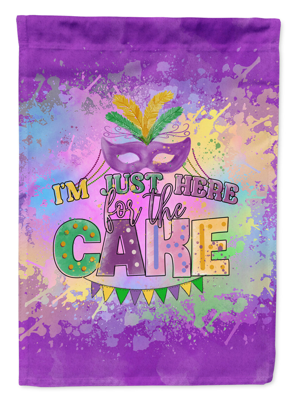 I am Just Here for Cake Mardi Gras Garden Flag Mailbox Decorative Yard Banner Outside Patio Artwork for Flower Beds, Garden Size, Multicolor