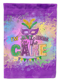 I am Just Here for Cake Mardi Gras Garden Flag Mailbox Decorative Yard Banner Outside Patio Artwork for Flower Beds, Garden Size, Multicolor
