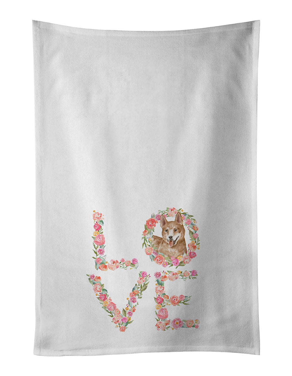 Red #3 Australian Cattle Dog Love Kitchen Towel Set of 2 White Dish Towels Decorative Bathroom Hand towel for Hand, Face, Hair, Yoga, Tea, Dishcloth, 19 X 28", White