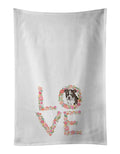 Boston Terrier Puppy Love Kitchen Towel Set of 2 White Dish Towels Decorative Bathroom Hand towel for Hand, Face, Hair, Yoga, Tea, Dishcloth, 19 X 28", White