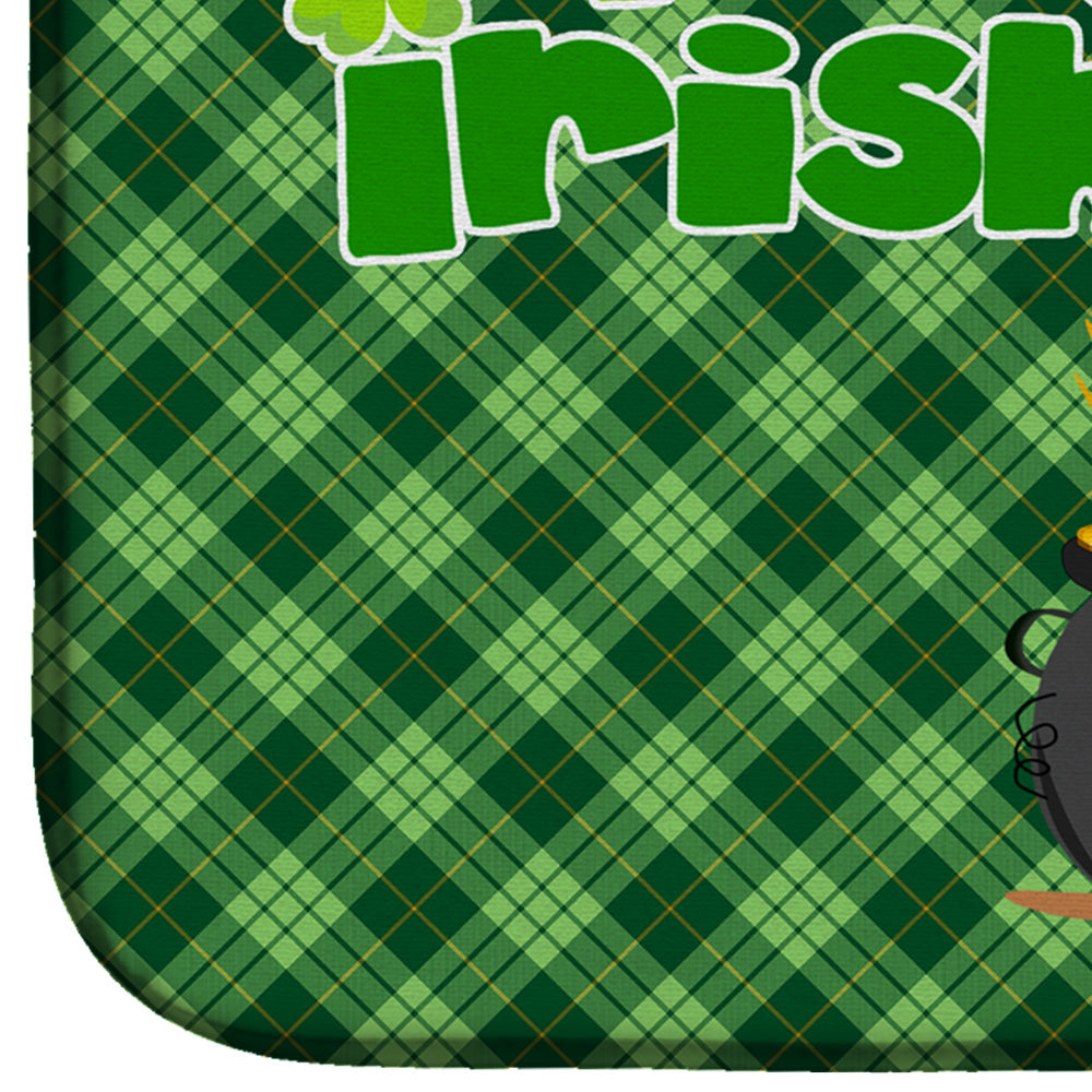 Red Pit Bull Terrier St. Patrick's Day Dish Drying Mat Absorbent Dish Drying Mat Pad for Kitchen Counter Dish Drainer Mat for Countertop, 14 x 21", Multicolor