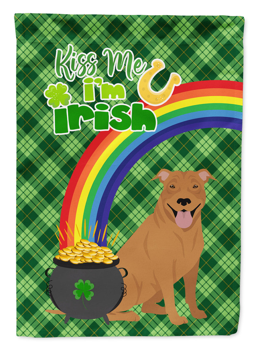 Red Pit Bull Terrier St. Patrick's Day Garden Flag Mailbox Decorative Yard Banner Outside Patio Artwork for Flower Beds, Garden Size, Multicolor