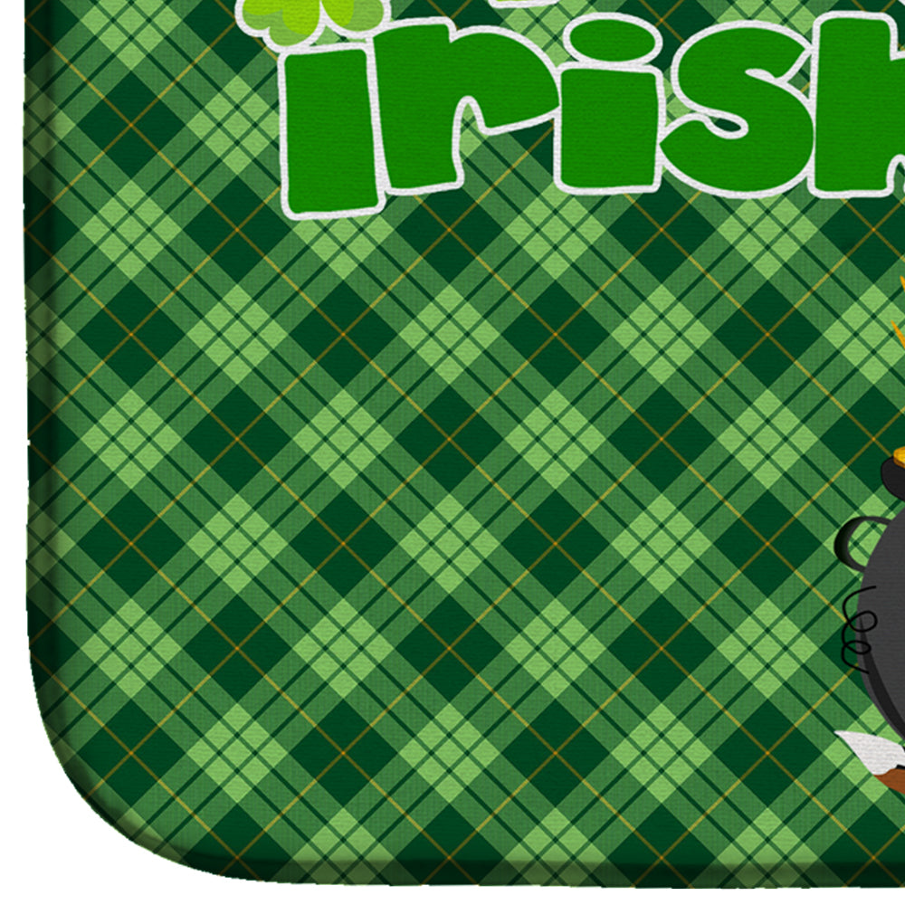 Black Tricolor Basset Hound St. Patrick's Day Dish Drying Mat Absorbent Dish Drying Mat Pad for Kitchen Counter Dish Drainer Mat for Countertop, 14 x 21", Multicolor