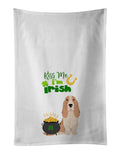 Lemon and White Tricolor Basset Hound St. Patrick's Day Kitchen Towel Set of 2 White Dish Towels Decorative Bathroom Hand towel for Hand, Face, Hair, Yoga, Tea, Dishcloth, 19 X 28", White
