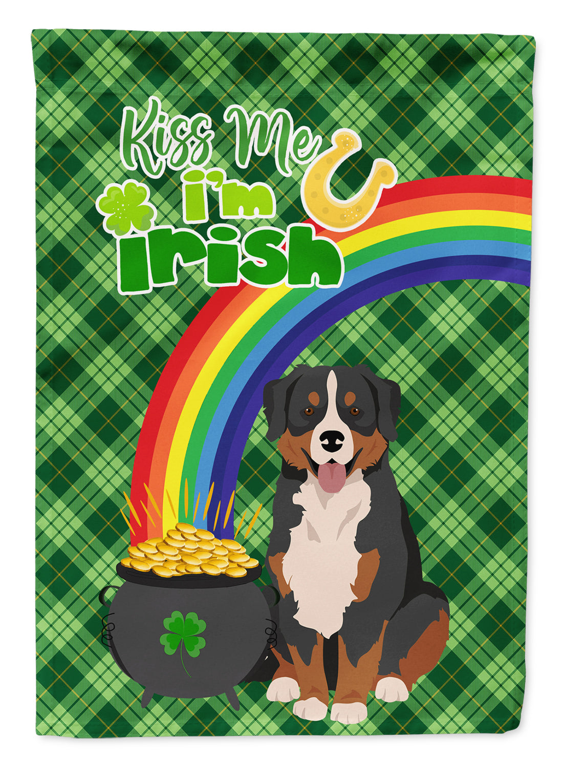 Bernese Mountain Dog St. Patrick's Day Garden Flag Mailbox Decorative Yard Banner Outside Patio Artwork for Flower Beds, Garden Size, Multicolor