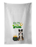 Tricolor Border Collie St. Patrick's Day Kitchen Towel Set of 2 White Dish Towels Decorative Bathroom Hand towel for Hand, Face, Hair, Yoga, Tea, Dishcloth, 19 X 28", White