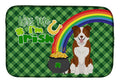 Red and White Border Collie St. Patrick's Day Dish Drying Mat Absorbent Dish Drying Mat Pad for Kitchen Counter Dish Drainer Mat for Countertop, 14 x 21", Multicolor