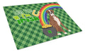 Natural Eared Red Brindle Boxer St. Patrick's Day Cutting Board Tempered Glass Kitchen Cutting Surface, Heat Resistant Chopping, Non-Slip Feet, Food Prep & Serving