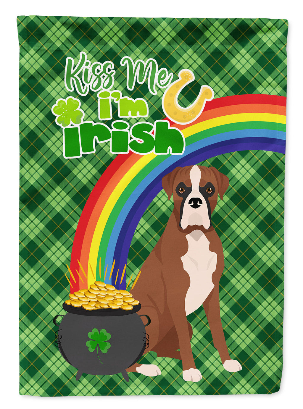 Natural Eared Red Fawn Boxer St. Patrick's Day Garden Flag Mailbox Decorative Yard Banner Outside Patio Artwork for Flower Beds, Garden Size, Multicolor