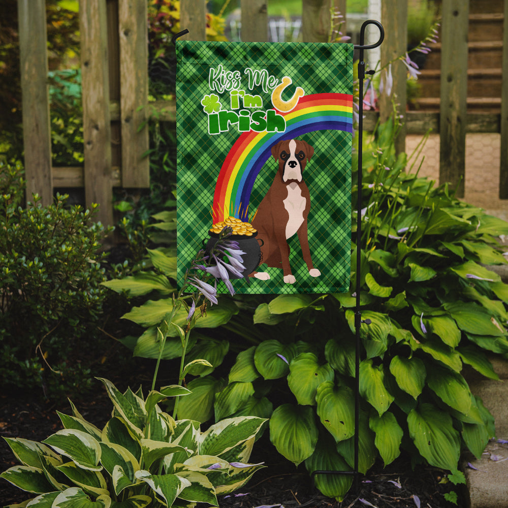Natural Eared Red Fawn Boxer St. Patrick's Day Garden Flag Mailbox Decorative Yard Banner Outside Patio Artwork for Flower Beds, Garden Size, Multicolor