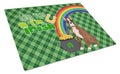 Red Brindle Boxer St. Patrick's Day Cutting Board Tempered Glass Kitchen Cutting Surface, Heat Resistant Chopping, Non-Slip Feet, Food Prep & Serving