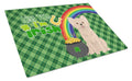 Longhaired Cream Chihuahua St. Patrick's Day Cutting Board Tempered Glass Kitchen Cutting Surface, Heat Resistant Chopping, Non-Slip Feet, Food Prep & Serving