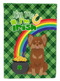 Longhaired Chocolate and Tan Chihuahua St. Patrick's Day Garden Flag Mailbox Decorative Yard Banner Outside Patio Artwork for Flower Beds, Garden Size, Multicolor