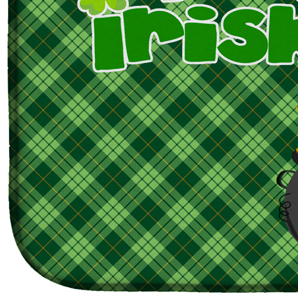 Longhaired Black and Tan Chihuahua St. Patrick's Day Dish Drying Mat Absorbent Dish Drying Mat Pad for Kitchen Counter Dish Drainer Mat for Countertop, 14 x 21", Multicolor