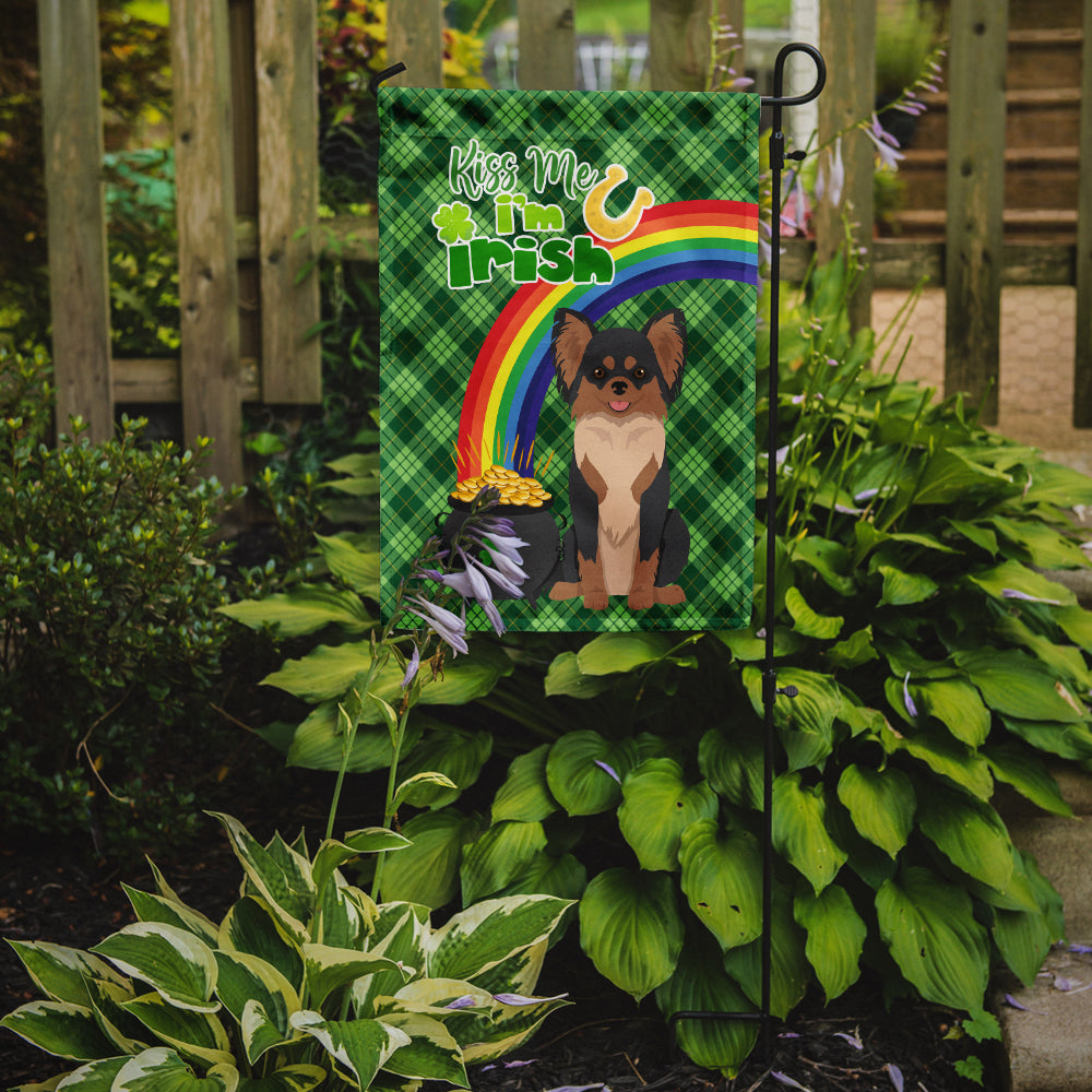 Longhaired Black and Tan Chihuahua St. Patrick's Day Garden Flag Mailbox Decorative Yard Banner Outside Patio Artwork for Flower Beds, Garden Size, Multicolor