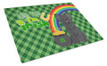 Longhaired Black Chihuahua St. Patrick's Day Cutting Board Tempered Glass Kitchen Cutting Surface, Heat Resistant Chopping, Non-Slip Feet, Food Prep & Serving