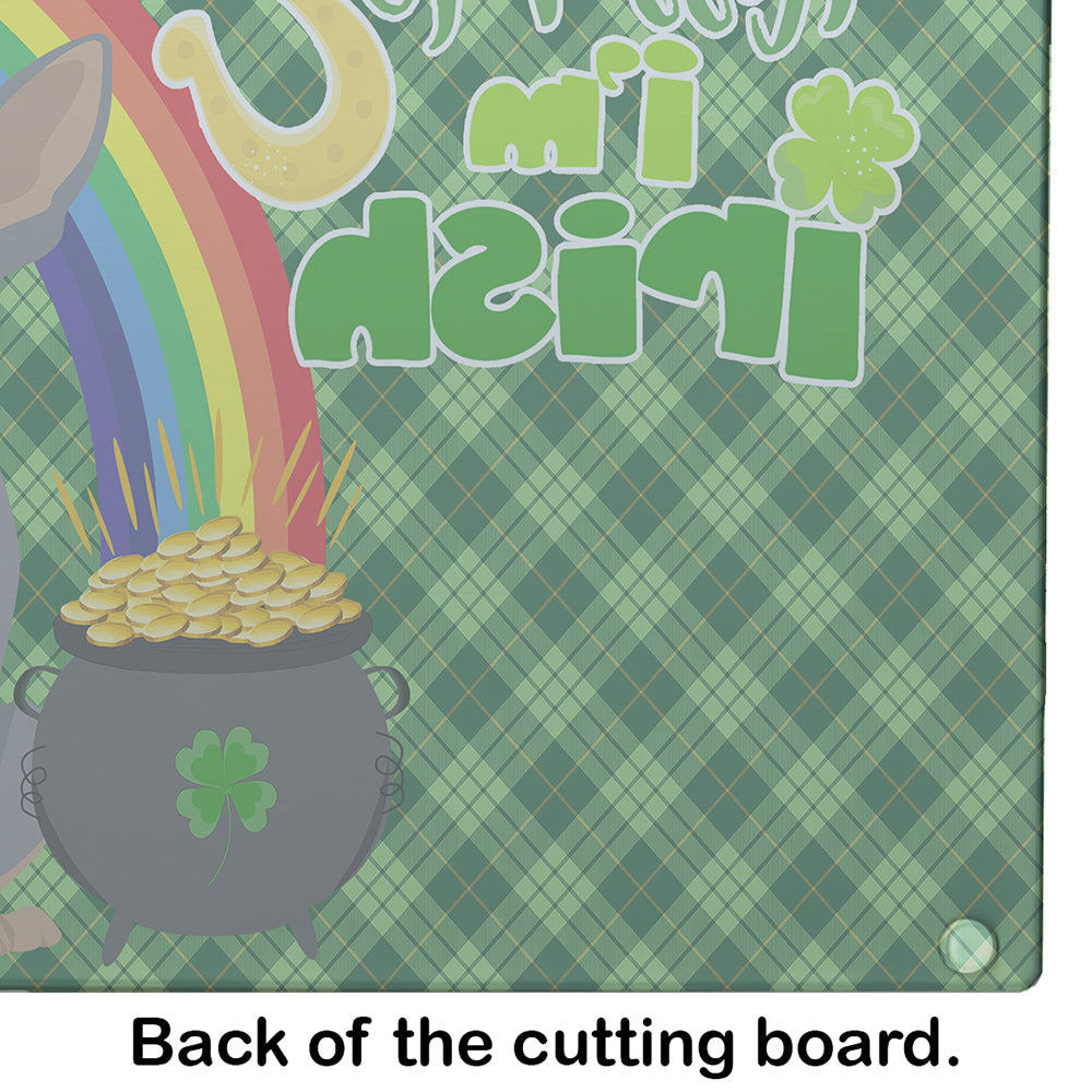 Blue and Tan Chihuahua St. Patrick's Day Cutting Board Tempered Glass Kitchen Cutting Surface, Heat Resistant Chopping, Non-Slip Feet, Food Prep & Serving