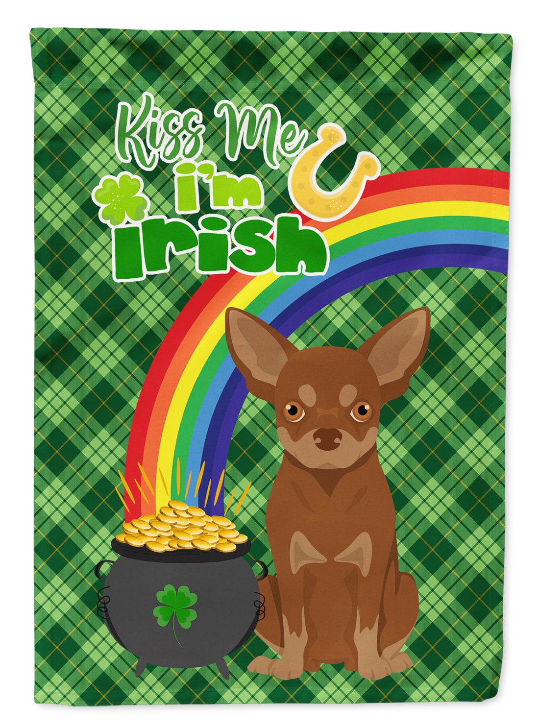 Chocolate and Tan Chihuahua St. Patrick's Day Garden Flag Mailbox Decorative Yard Banner Outside Patio Artwork for Flower Beds, Garden Size, Multicolor
