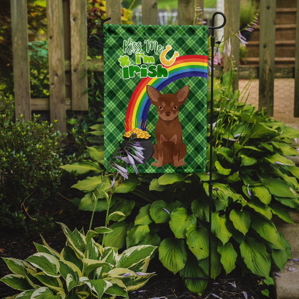 Chocolate and Tan Chihuahua St. Patrick's Day Garden Flag Mailbox Decorative Yard Banner Outside Patio Artwork for Flower Beds, Garden Size, Multicolor