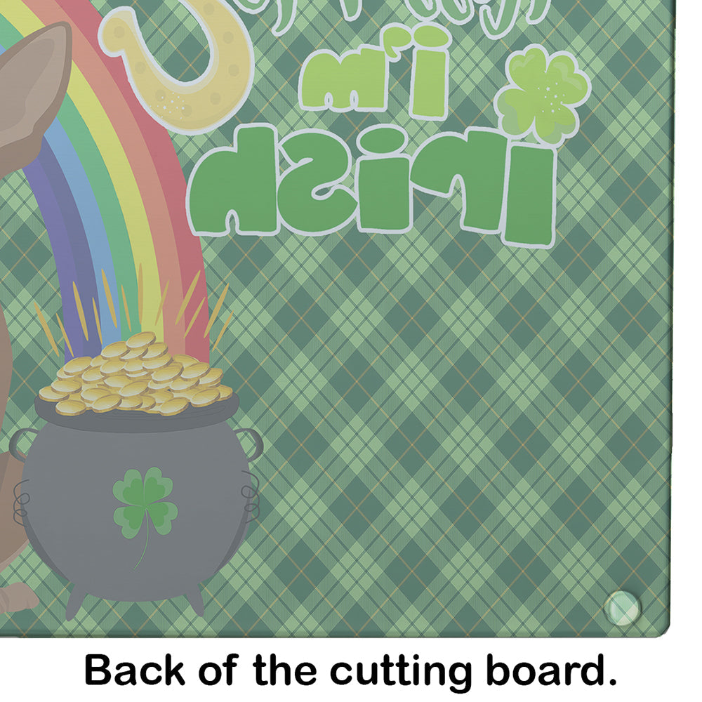 Chocolate and Tan Chihuahua St. Patrick's Day Cutting Board Tempered Glass Kitchen Cutting Surface, Heat Resistant Chopping, Non-Slip Feet, Food Prep & Serving