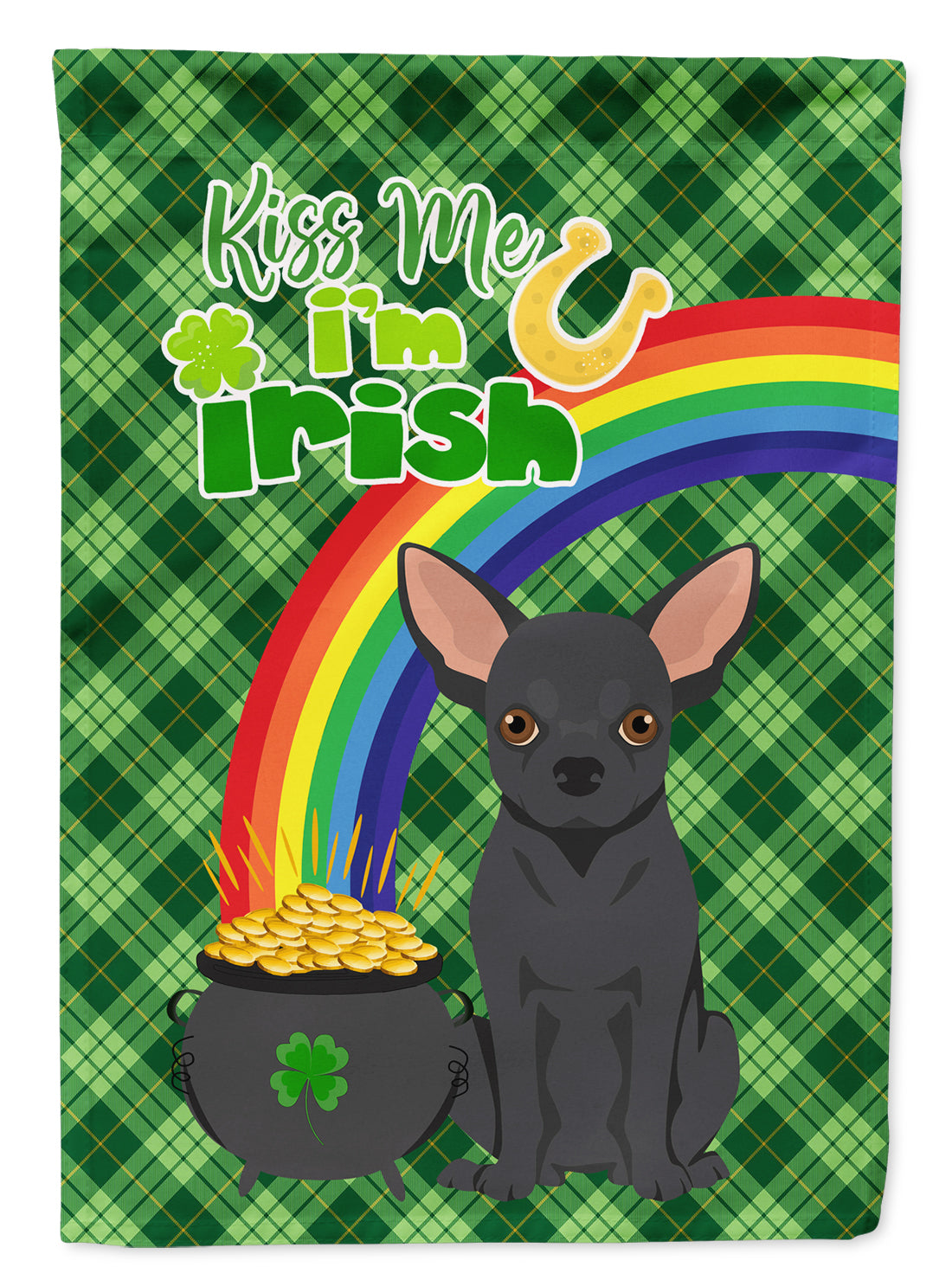 Black Chihuahua St. Patrick's Day Garden Flag Mailbox Decorative Yard Banner Outside Patio Artwork for Flower Beds, Garden Size, Multicolor