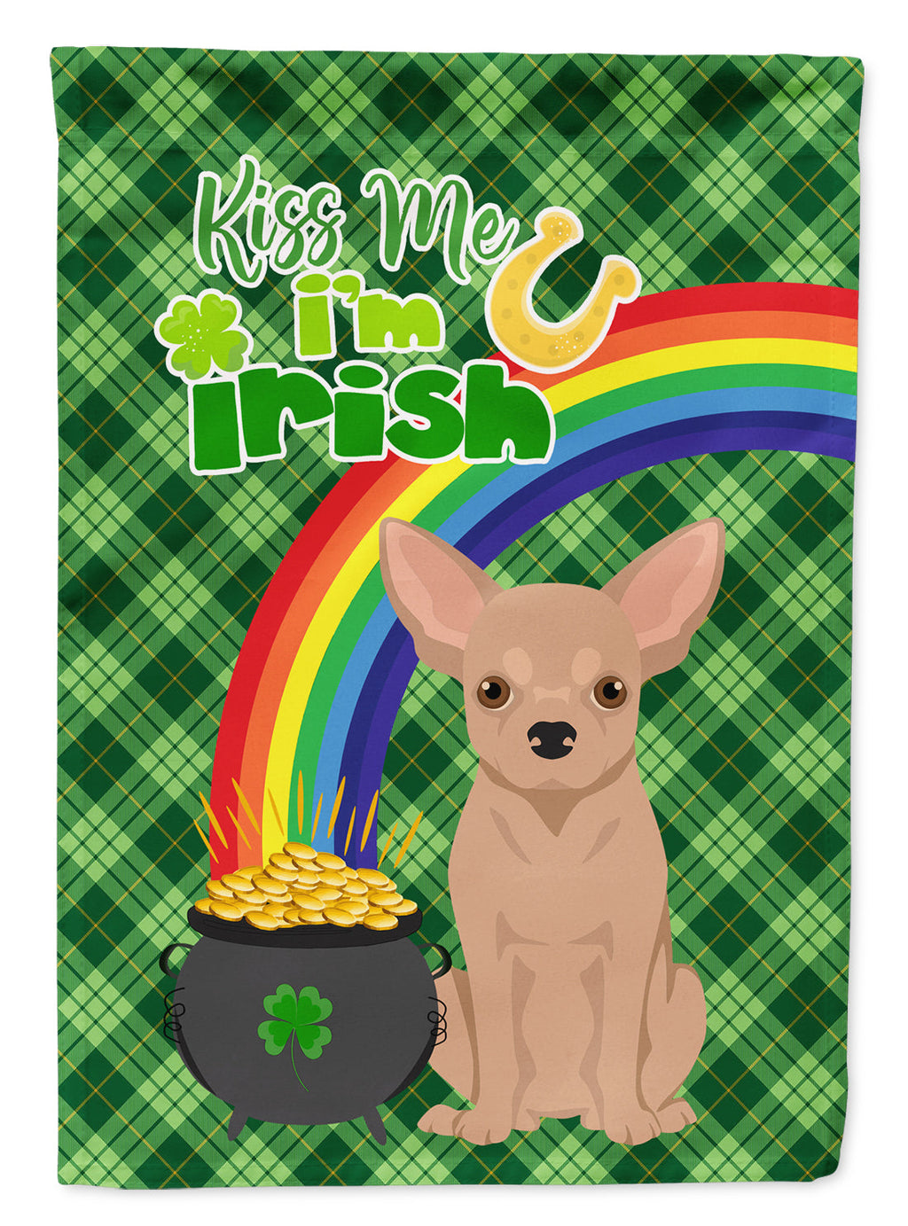 Cream Chihuahua St. Patrick's Day Garden Flag Mailbox Decorative Yard Banner Outside Patio Artwork for Flower Beds, Garden Size, Multicolor