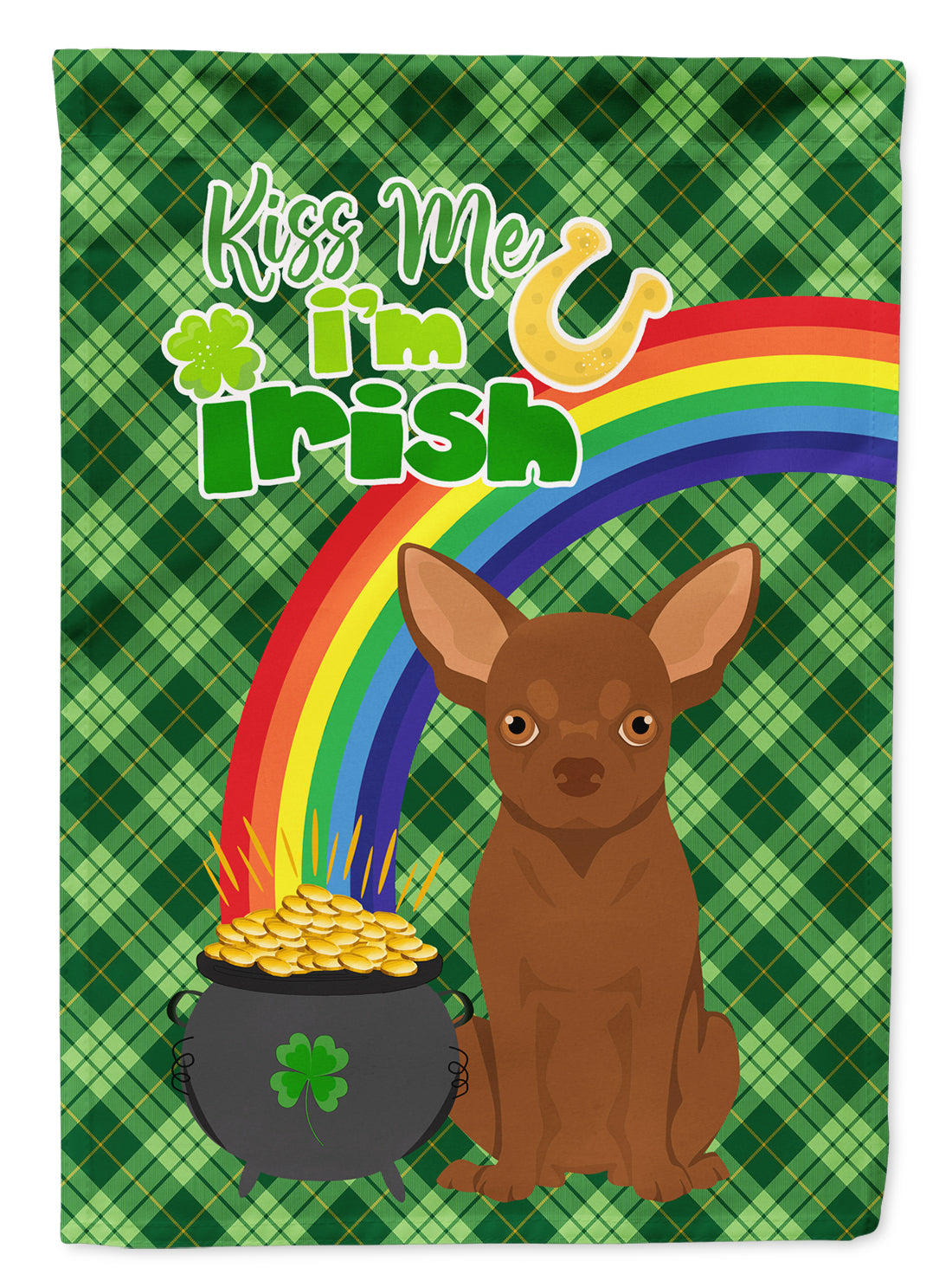 Chocolate Chihuahua St. Patrick's Day Garden Flag Mailbox Decorative Yard Banner Outside Patio Artwork for Flower Beds, Garden Size, Multicolor