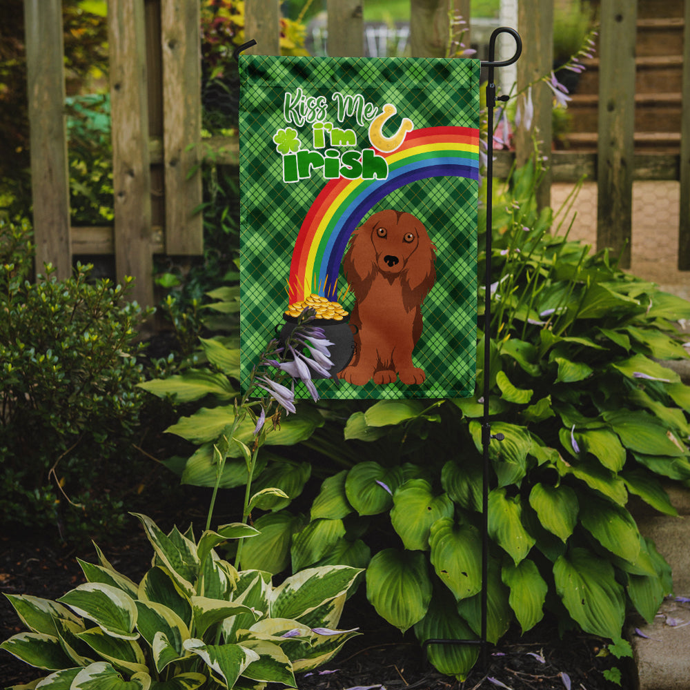 Longhair Red Dachshund St. Patrick's Day Garden Flag Mailbox Decorative Yard Banner Outside Patio Artwork for Flower Beds, Garden Size, Multicolor