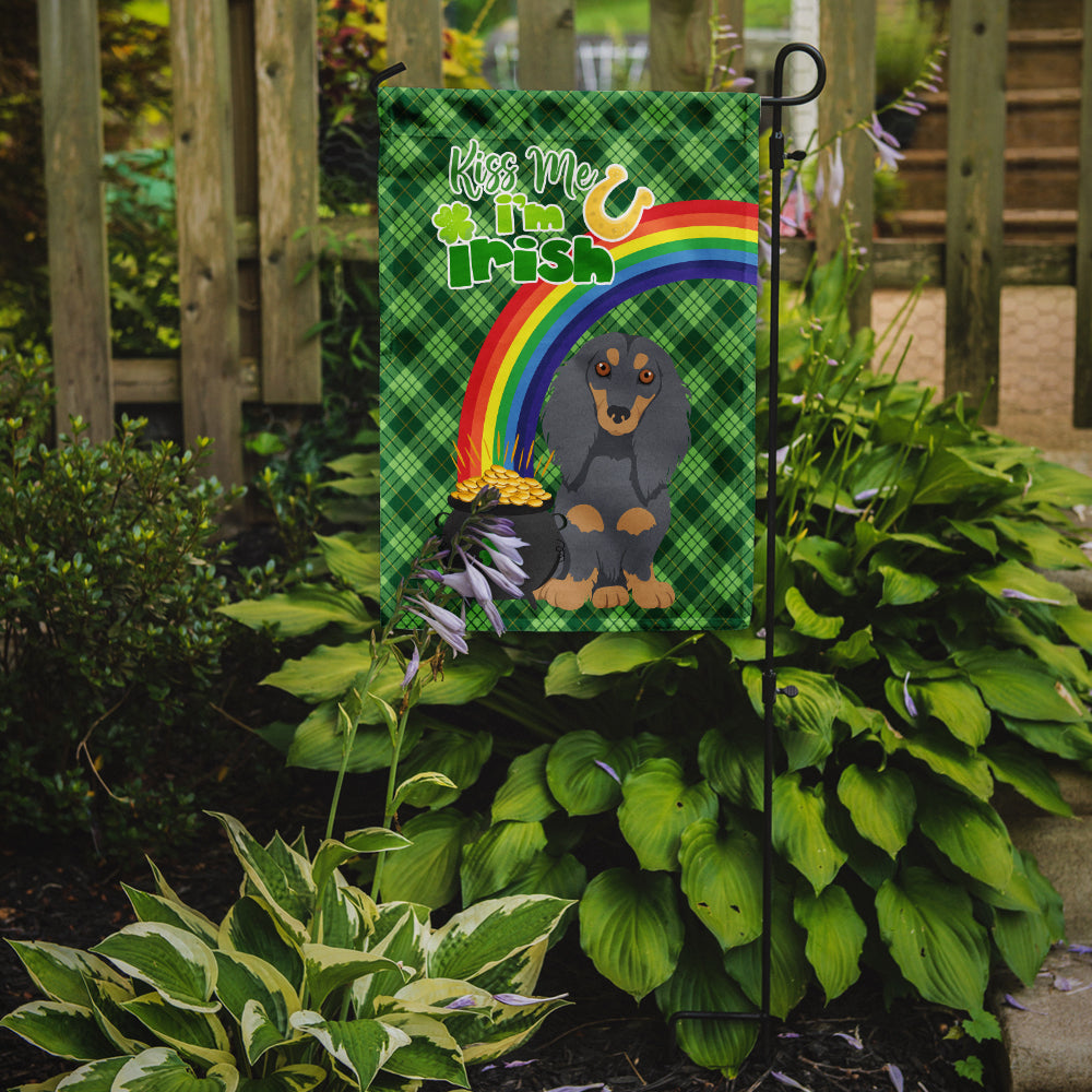 Longhair Blue and Tan Dachshund St. Patrick's Day Garden Flag Mailbox Decorative Yard Banner Outside Patio Artwork for Flower Beds, Garden Size, Multicolor